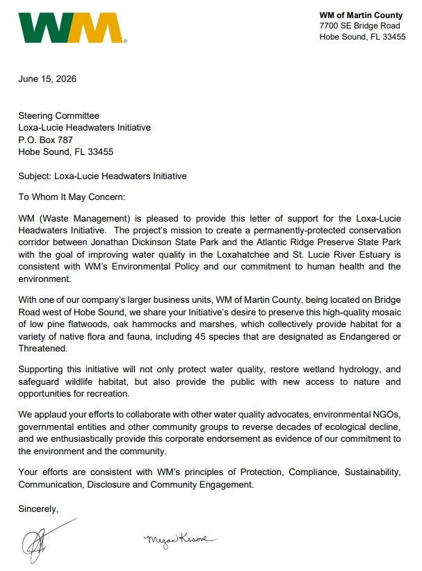 Waste Management Endorsement Letter